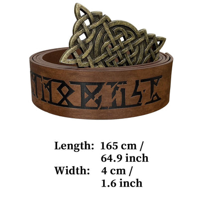 HiiFeuer Viking Embossed Buckle Belt, Nordic Faux Leather Knight Belt, Retro Medieval Warrior Belt for LARP Cosplay Halloween