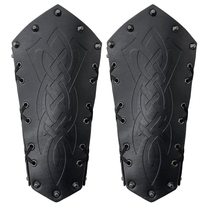 HiiFeuer Medieval Embossed Arm Bracers, Retro Faux Leather Knight Arm Gauntlets, Vintage Renaissance Arm Guards