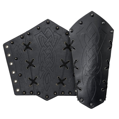 HiiFeuer Medieval Embossed Arm Bracers, Retro Faux Leather Knight Arm Gauntlets, Vintage Renaissance Arm Guards