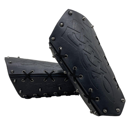 HiiFeuer Medieval Embossed Arm Bracers, Retro Faux Leather Knight Arm Gauntlets, Vintage Renaissance Arm Guards