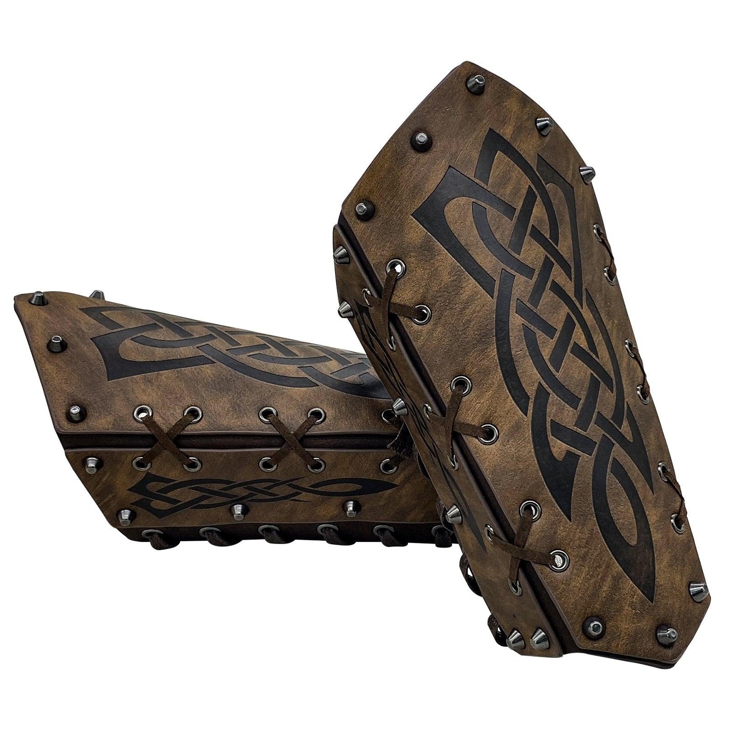 HiiFeuer Medieval Embossed Arm Bracers, Retro Faux Leather Knight Arm Gauntlets, Vintage Renaissance Arm Guards