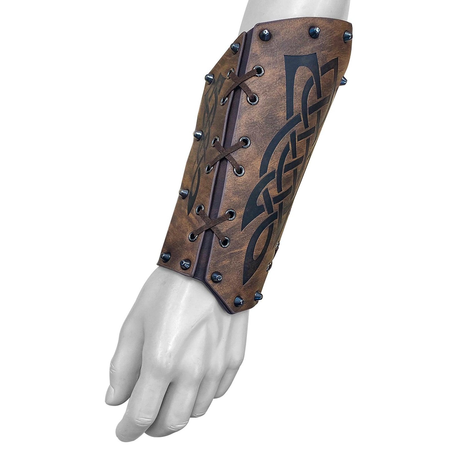HiiFeuer Medieval Embossed Arm Bracers, Retro Faux Leather Knight Arm Gauntlets, Vintage Renaissance Arm Guards