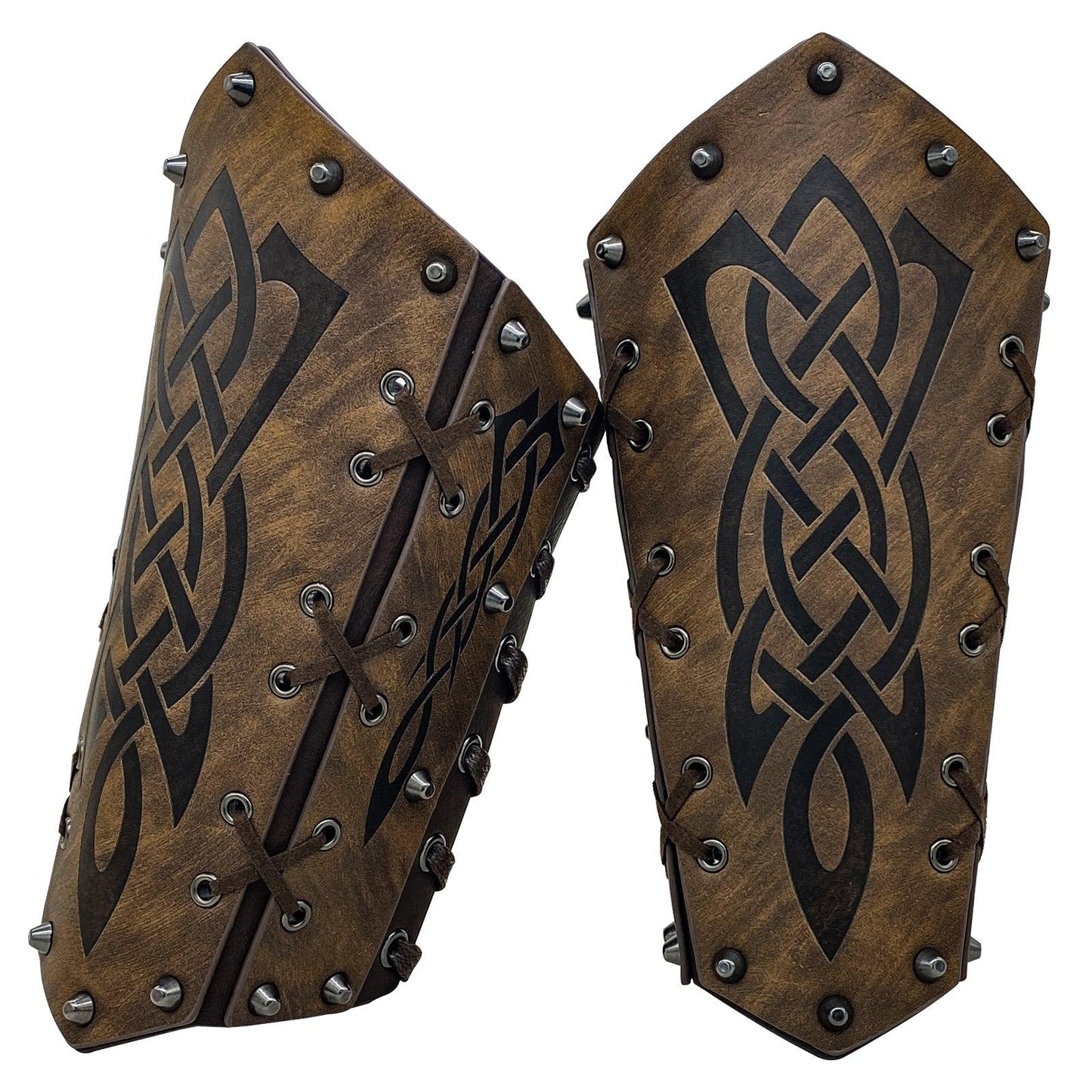 HiiFeuer Medieval Embossed Arm Bracers, Retro Faux Leather Knight Arm Gauntlets, Vintage Renaissance Arm Guards
