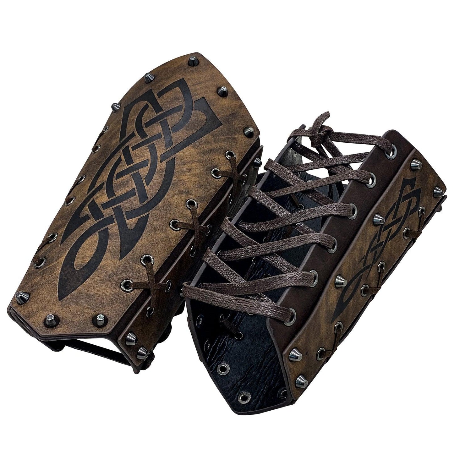 HiiFeuer Medieval Embossed Arm Bracers, Retro Faux Leather Knight Arm Gauntlets, Vintage Renaissance Arm Guards
