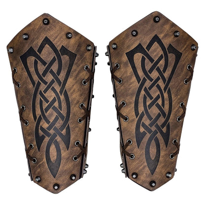 HiiFeuer Medieval Embossed Arm Bracers, Retro Faux Leather Knight Arm Gauntlets, Vintage Renaissance Arm Guards
