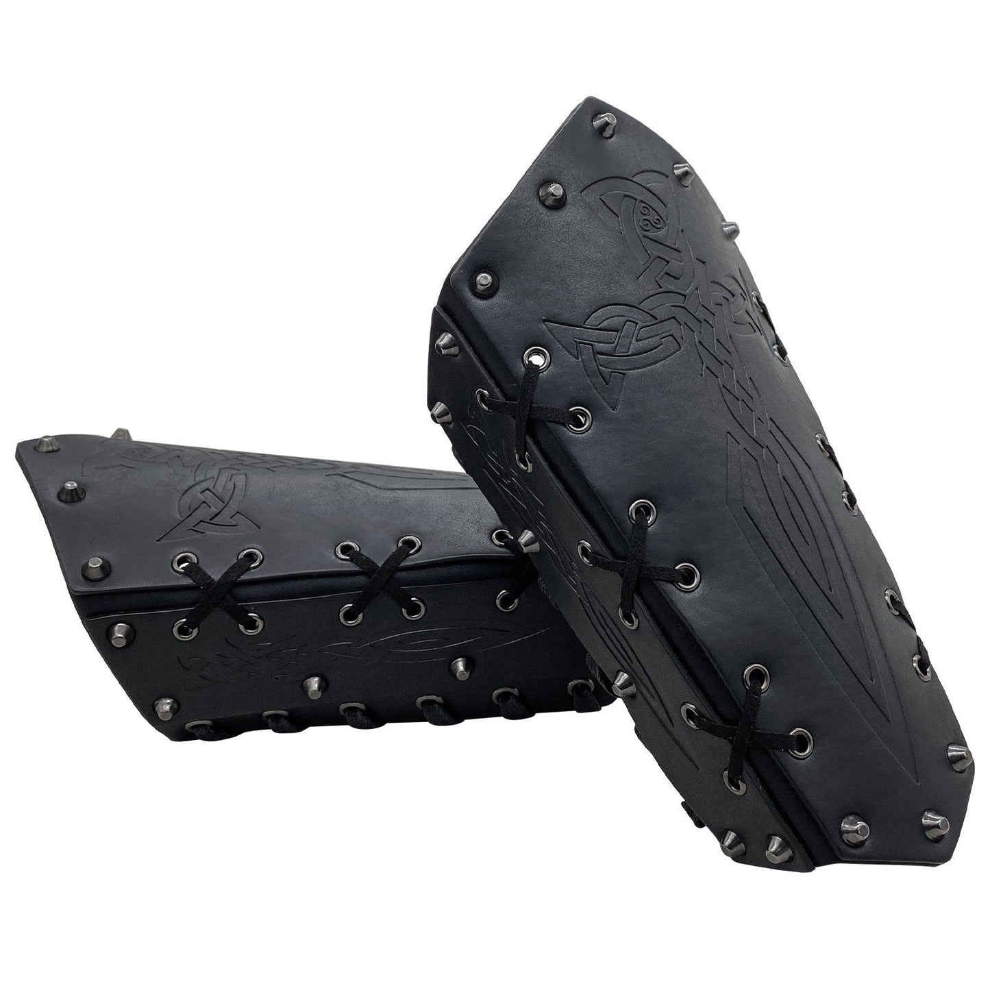 HiiFeuer Medieval Embossed Arm Bracers, Retro Faux Leather Knight Arm Gauntlets, Vintage Renaissance Arm Guards