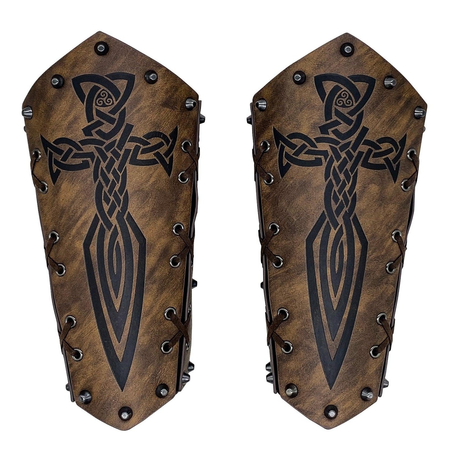 HiiFeuer Medieval Embossed Arm Bracers, Retro Faux Leather Knight Arm Gauntlets, Vintage Renaissance Arm Guards