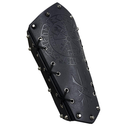 HiiFeuer Medieval Embossed Arm Bracers, Retro Faux Leather Knight Arm Gauntlets, Vintage Renaissance Arm Guards