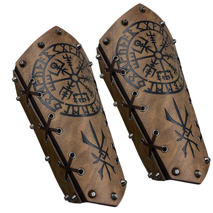 HiiFeuer Medieval Embossed Arm Bracers, Retro Faux Leather Knight Arm Gauntlets, Vintage Renaissance Arm Guards