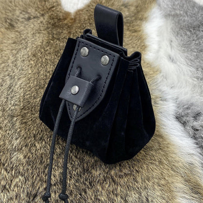HiiFeuer Vintage Medieval Faux Leather Drawstring Pouch, Middle Ages Portable Coin Purse, Rivets Belt Pouch Dice Bag For LARP Ren Faire