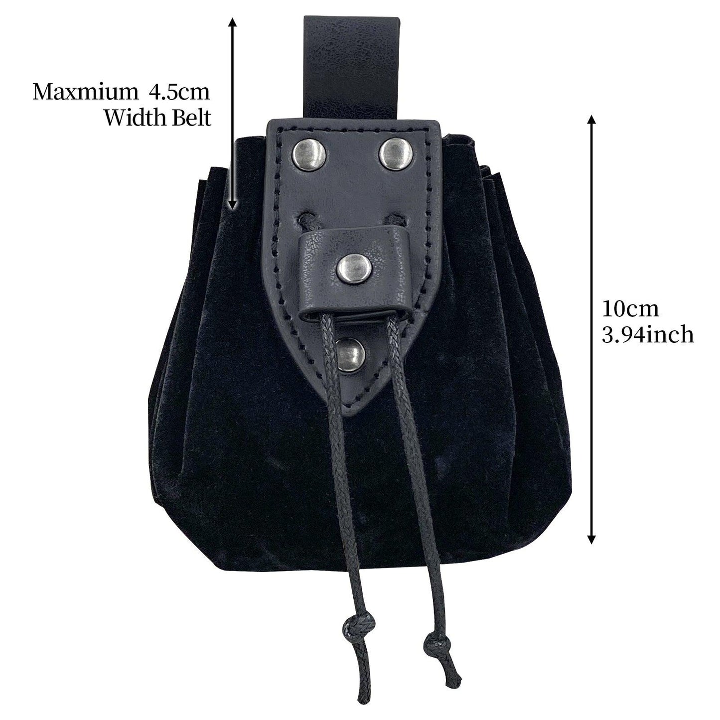 HiiFeuer Vintage Medieval Faux Leather Drawstring Pouch, Middle Ages Portable Coin Purse, Rivets Belt Pouch Dice Bag For LARP Ren Faire