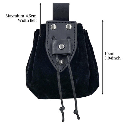 HiiFeuer Vintage Medieval Faux Leather Drawstring Pouch, Middle Ages Portable Coin Purse, Rivets Belt Pouch Dice Bag For LARP Ren Faire