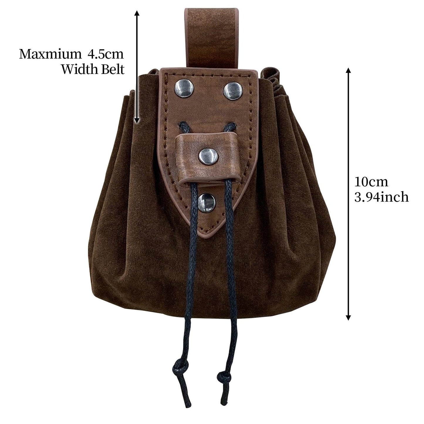 HiiFeuer Vintage Medieval Faux Leather Drawstring Pouch, Middle Ages Portable Coin Purse, Rivets Belt Pouch Dice Bag For LARP Ren Faire