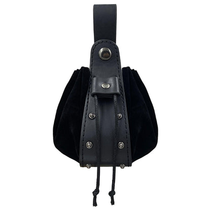 HiiFeuer Vintage Medieval Faux Leather Drawstring Pouch, Middle Ages Portable Coin Purse, Rivets Belt Pouch Dice Bag For LARP Ren Faire
