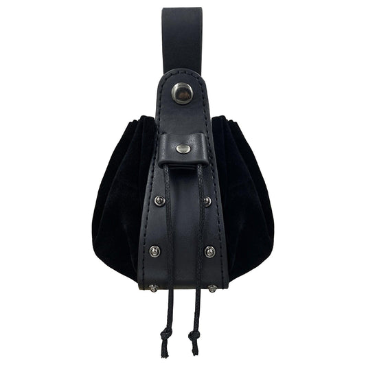 HiiFeuer Vintage Medieval Faux Leather Drawstring Pouch, Middle Ages Portable Coin Purse, Rivets Belt Pouch Dice Bag For LARP Ren Faire
