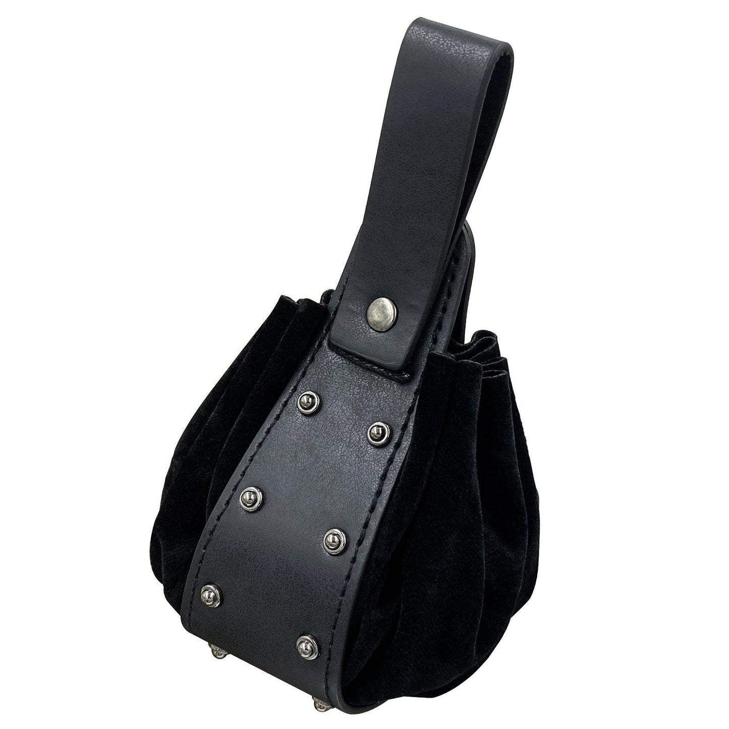 HiiFeuer Vintage Medieval Faux Leather Drawstring Pouch, Middle Ages Portable Coin Purse, Rivets Belt Pouch Dice Bag For LARP Ren Faire