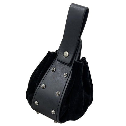 HiiFeuer Vintage Medieval Faux Leather Drawstring Pouch, Middle Ages Portable Coin Purse, Rivets Belt Pouch Dice Bag For LARP Ren Faire