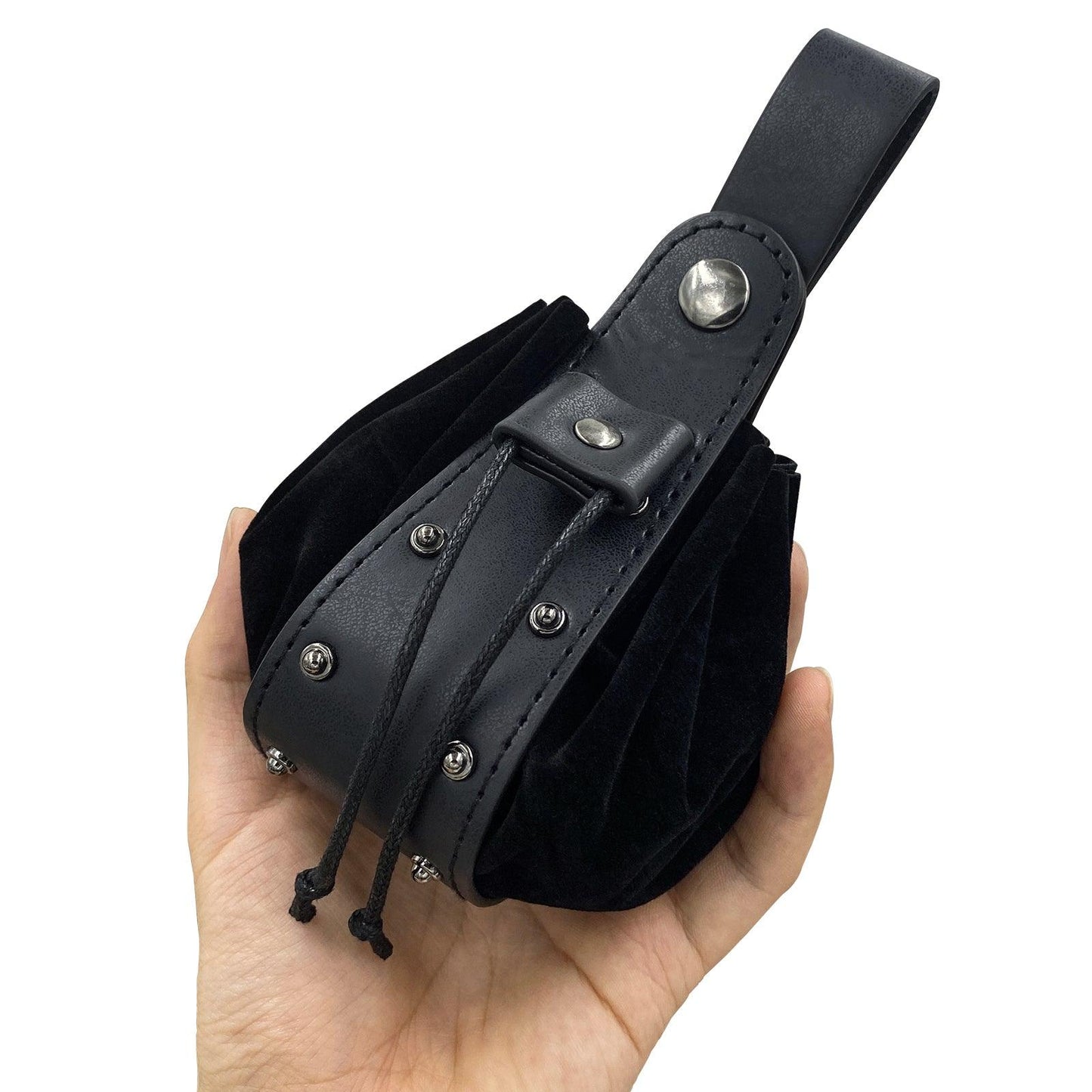 HiiFeuer Vintage Medieval Faux Leather Drawstring Pouch, Middle Ages Portable Coin Purse, Rivets Belt Pouch Dice Bag For LARP Ren Faire