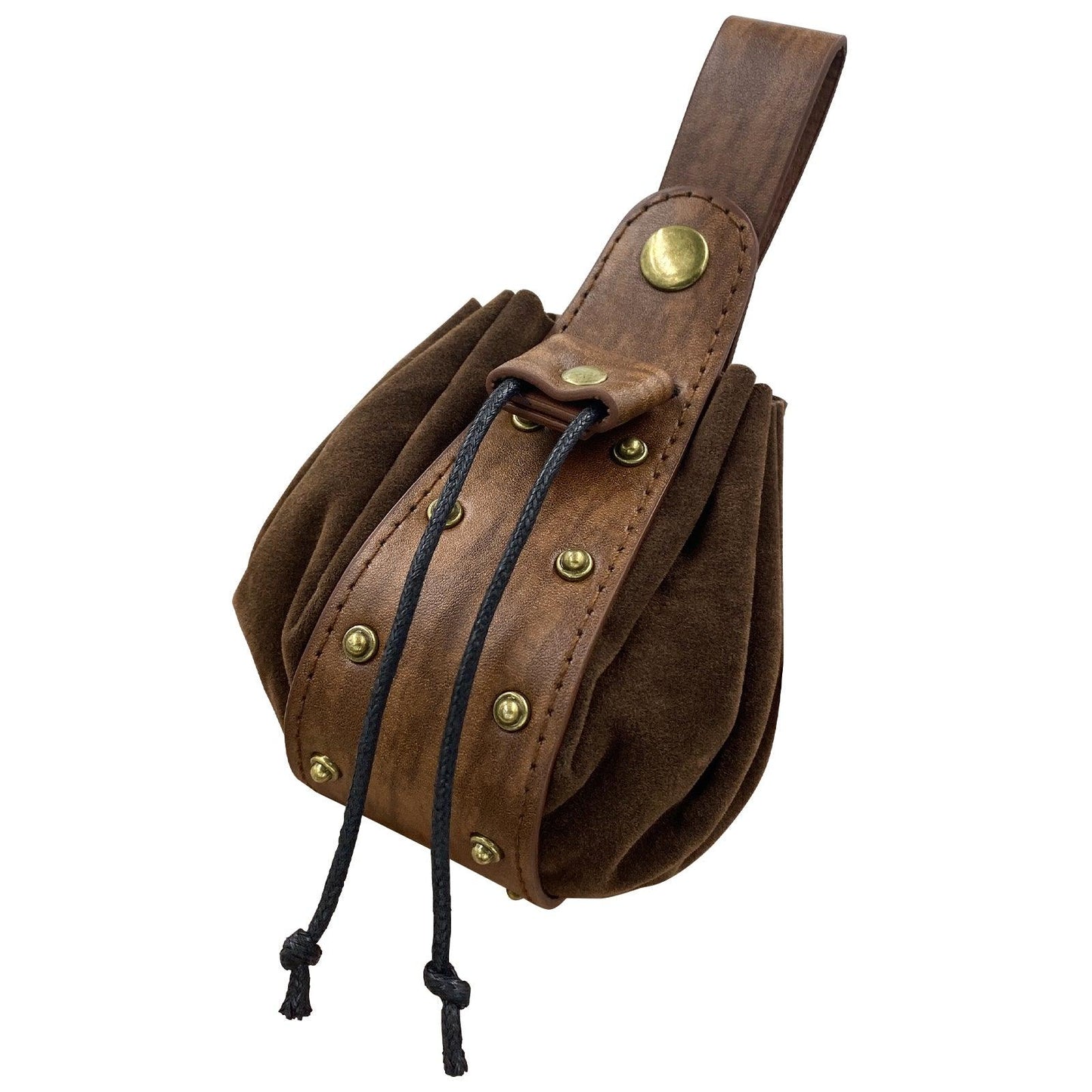 HiiFeuer Vintage Medieval Faux Leather Drawstring Pouch, Middle Ages Portable Coin Purse, Rivets Belt Pouch Dice Bag For LARP Ren Faire