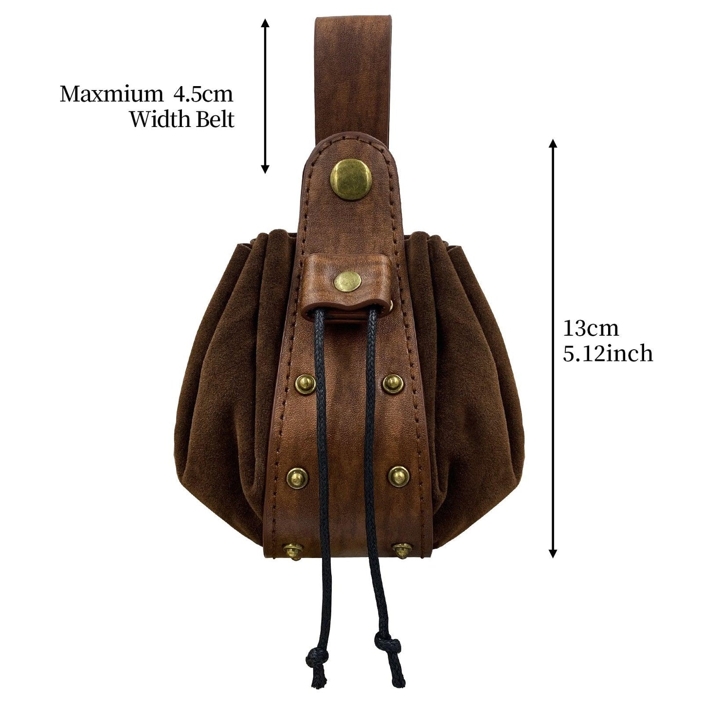 HiiFeuer Vintage Medieval Faux Leather Drawstring Pouch, Middle Ages Portable Coin Purse, Rivets Belt Pouch Dice Bag For LARP Ren Faire