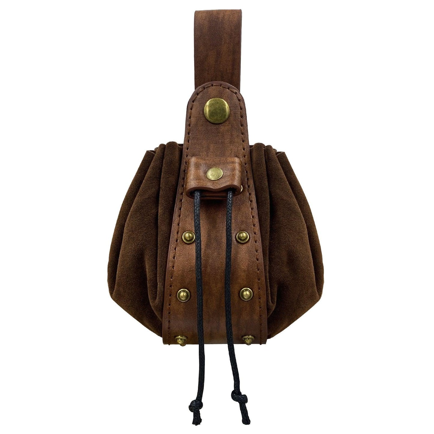 HiiFeuer Vintage Medieval Faux Leather Drawstring Pouch, Middle Ages Portable Coin Purse, Rivets Belt Pouch Dice Bag For LARP Ren Faire