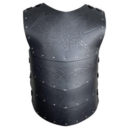 HiiFeuer Viking Faux Leather Embossed Chest Armor, Retro Medieval Knight Leather Armor for LARP/Cosplay