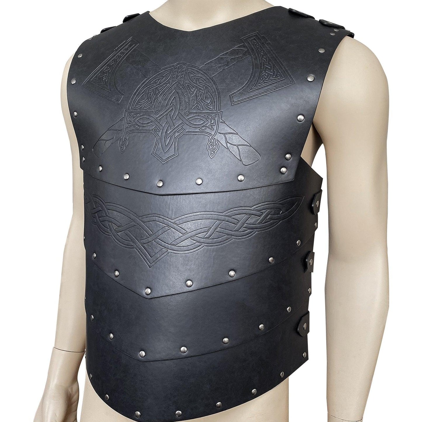 HiiFeuer Viking Faux Leather Embossed Chest Armor, Retro Medieval Knight Leather Armor for LARP/Cosplay
