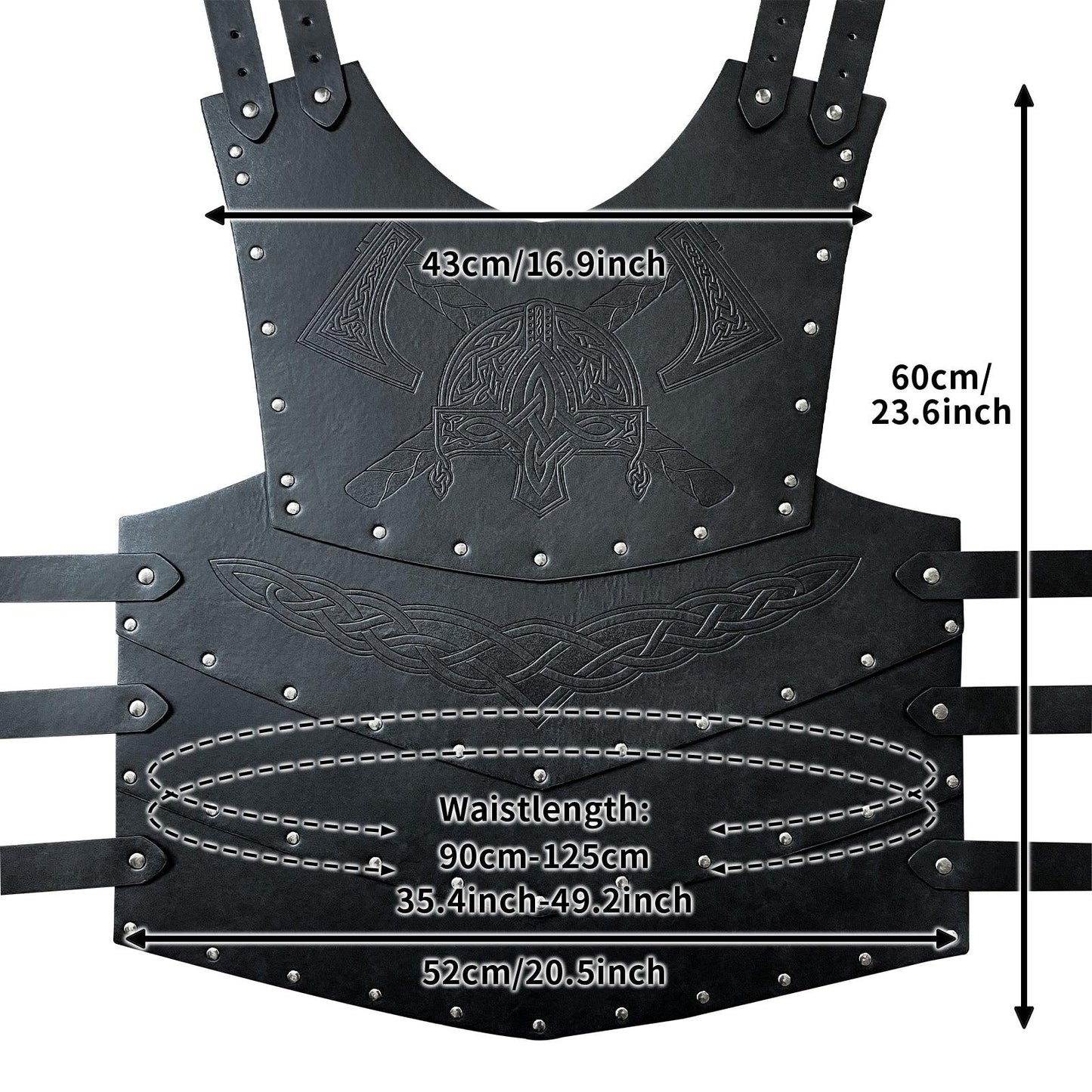 HiiFeuer Viking Faux Leather Embossed Chest Armor, Retro Medieval Knight Leather Armor for LARP/Cosplay
