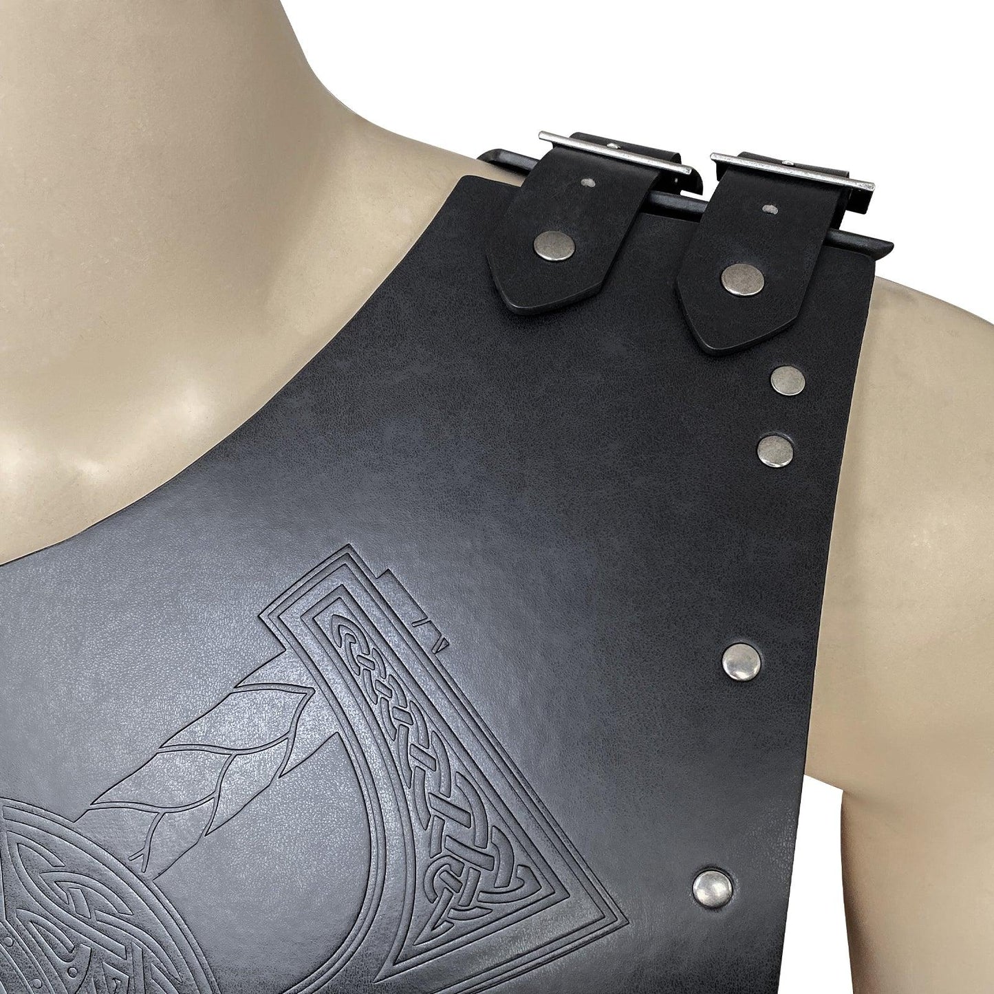 HiiFeuer Viking Faux Leather Embossed Chest Armor, Retro Medieval Knight Leather Armor for LARP/Cosplay
