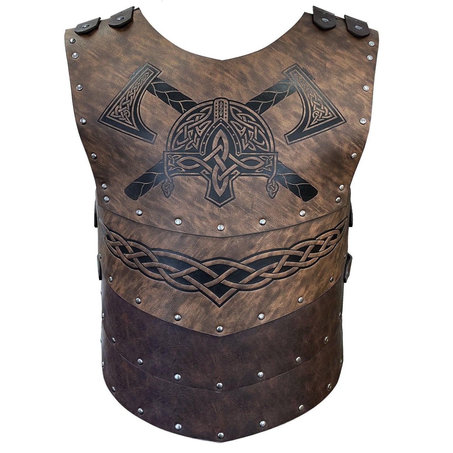 HiiFeuer Viking Faux Leather Embossed Chest Armor, Retro Medieval Knight Leather Armor for LARP/Cosplay