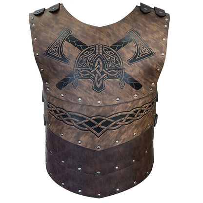 HiiFeuer Viking Faux Leather Embossed Chest Armor, Retro Medieval Knight Leather Armor for LARP/Cosplay