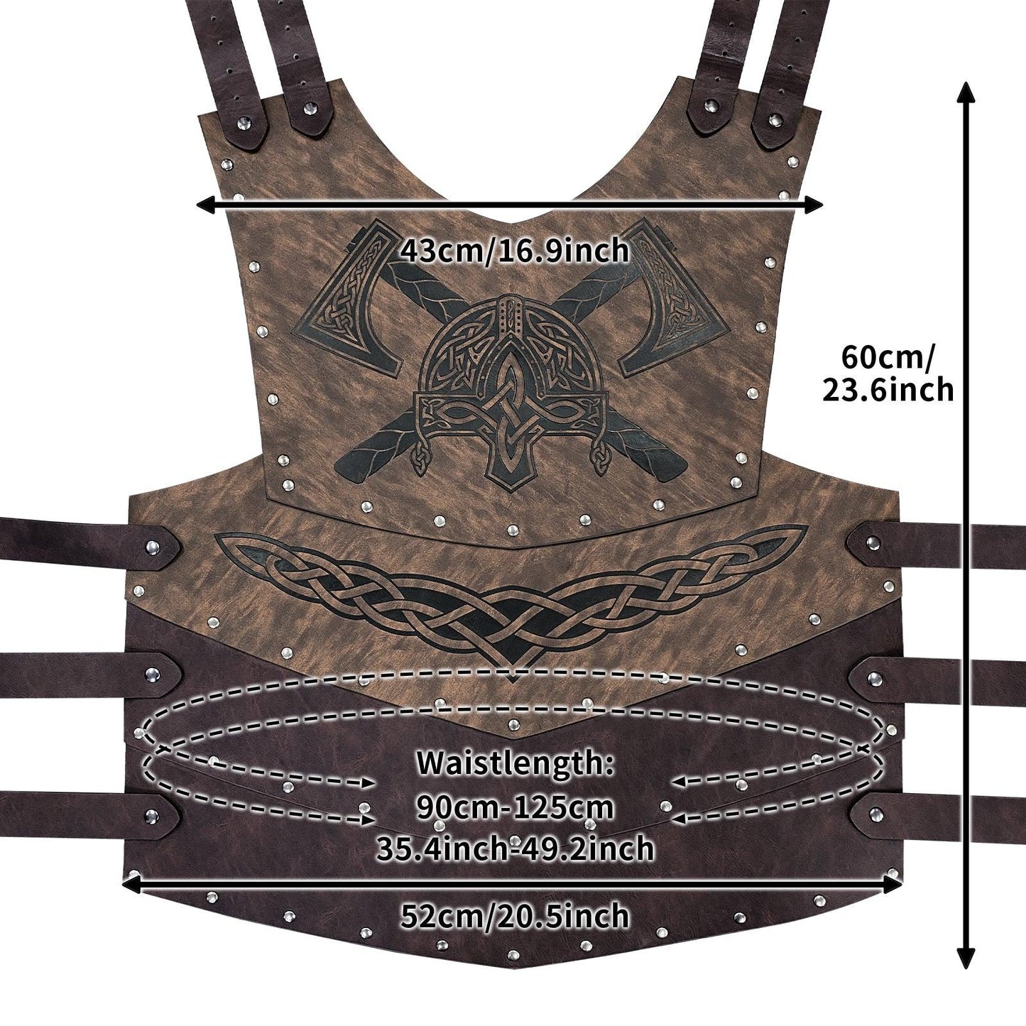 HiiFeuer Viking Faux Leather Embossed Chest Armor, Retro Medieval Knight Leather Armor for LARP/Cosplay