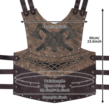 HiiFeuer Viking Faux Leather Embossed Chest Armor, Retro Medieval Knight Leather Armor for LARP/Cosplay