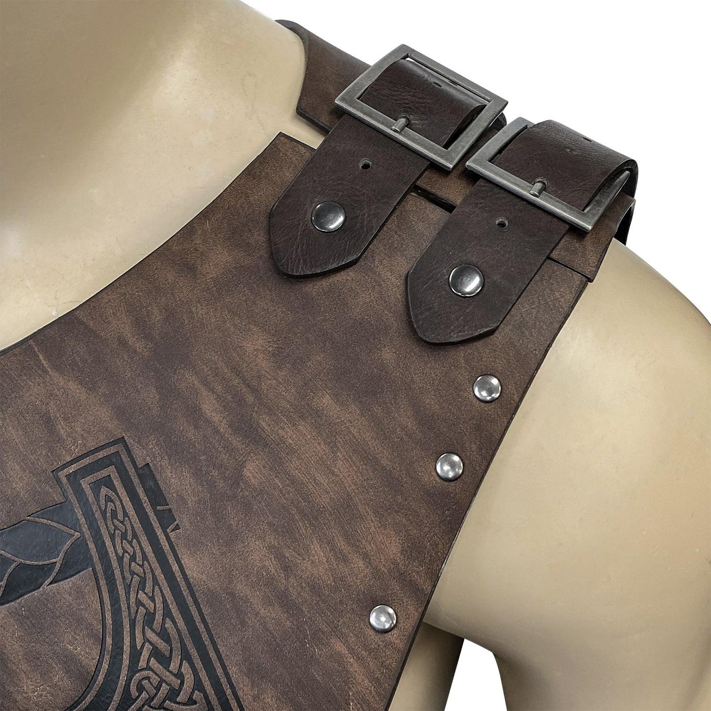 HiiFeuer Viking Faux Leather Embossed Chest Armor, Retro Medieval Knight Leather Armor for LARP/Cosplay