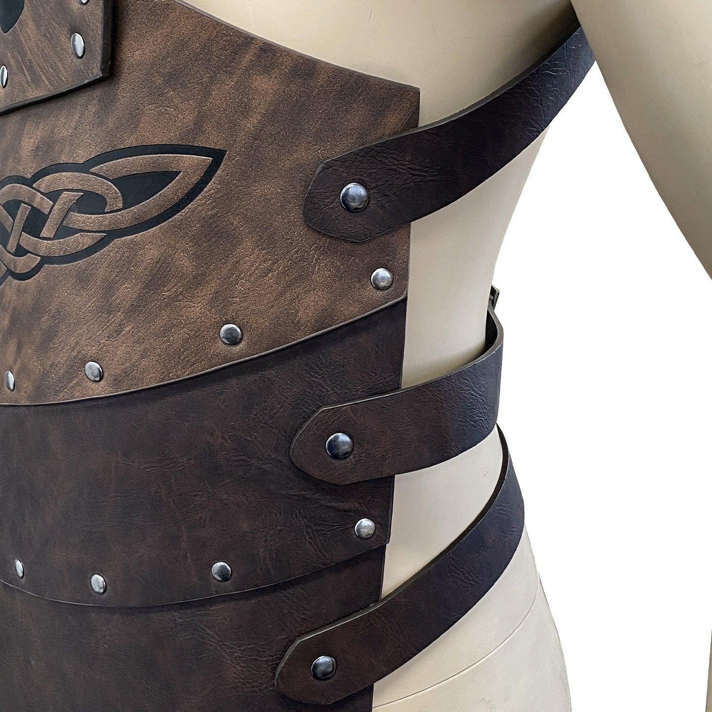 HiiFeuer Viking Faux Leather Embossed Chest Armor, Retro Medieval Knight Leather Armor for LARP/Cosplay