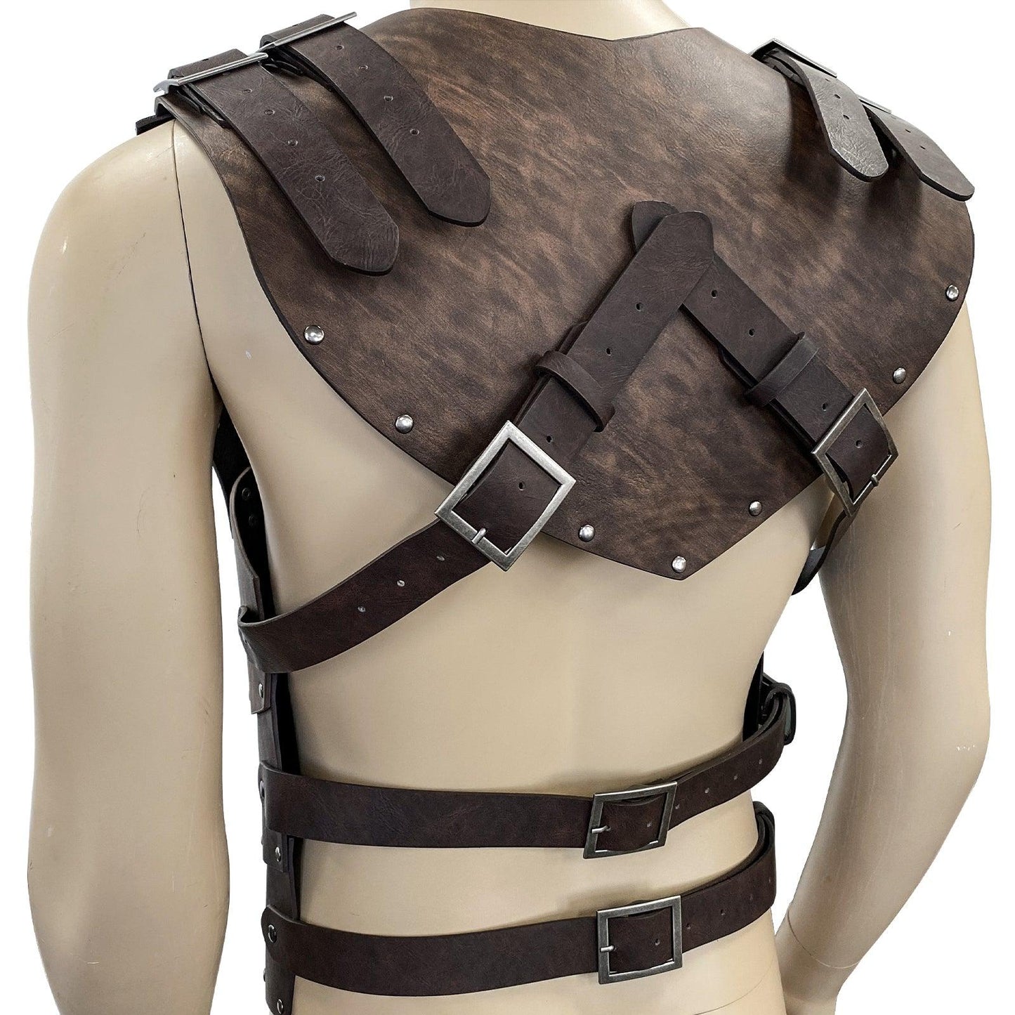 HiiFeuer Viking Faux Leather Embossed Chest Armor, Retro Medieval Knight Leather Armor for LARP/Cosplay