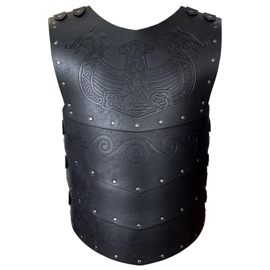 HiiFeuer Viking Faux Leather Embossed Chest Armor, Retro Medieval Knight Leather Armor for LARP/Cosplay