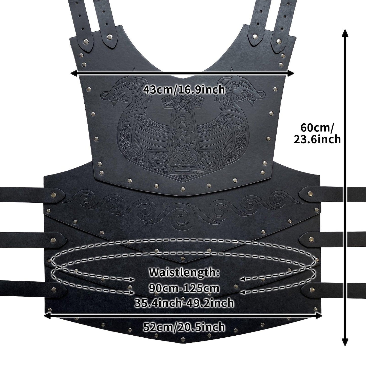 HiiFeuer Viking Faux Leather Embossed Chest Armor, Retro Medieval Knight Leather Armor for LARP/Cosplay
