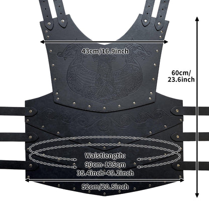 HiiFeuer Viking Faux Leather Embossed Chest Armor, Retro Medieval Knight Leather Armor for LARP/Cosplay