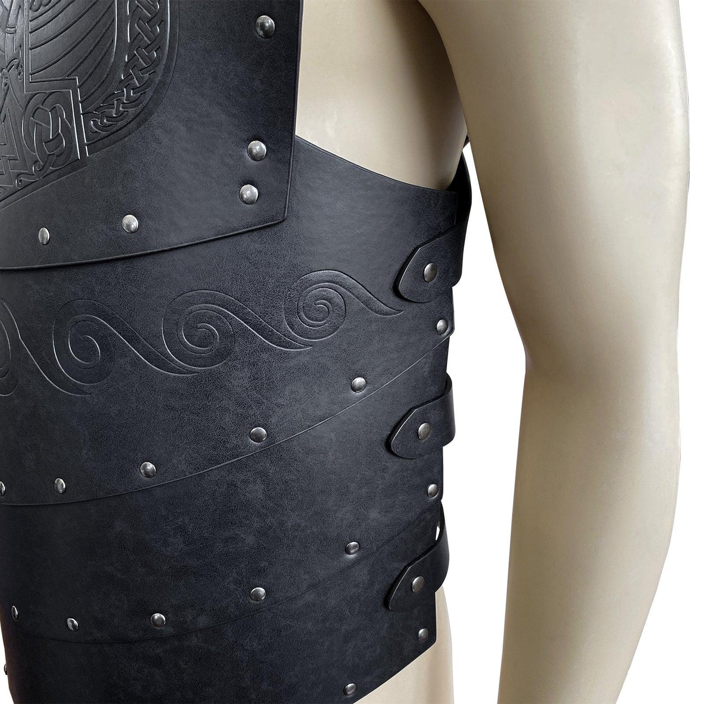 HiiFeuer Viking Faux Leather Embossed Chest Armor, Retro Medieval Knight Leather Armor for LARP/Cosplay
