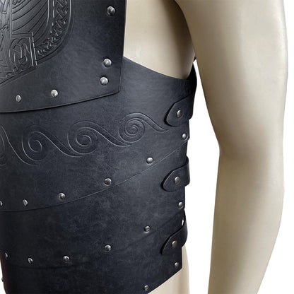 HiiFeuer Viking Faux Leather Embossed Chest Armor, Retro Medieval Knight Leather Armor for LARP/Cosplay