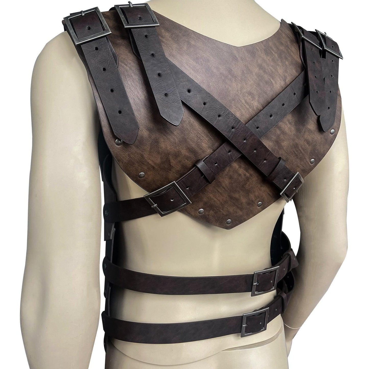 HiiFeuer Viking Faux Leather Embossed Chest Armor, Retro Medieval Knight Leather Armor for LARP/Cosplay