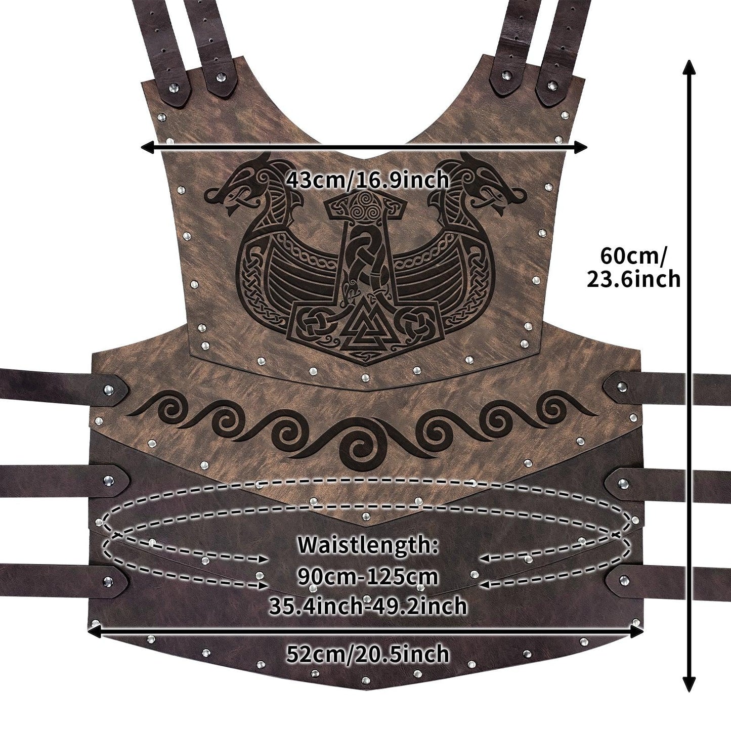 HiiFeuer Viking Faux Leather Embossed Chest Armor, Retro Medieval Knight Leather Armor for LARP/Cosplay