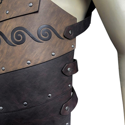 HiiFeuer Viking Faux Leather Embossed Chest Armor, Retro Medieval Knight Leather Armor for LARP/Cosplay