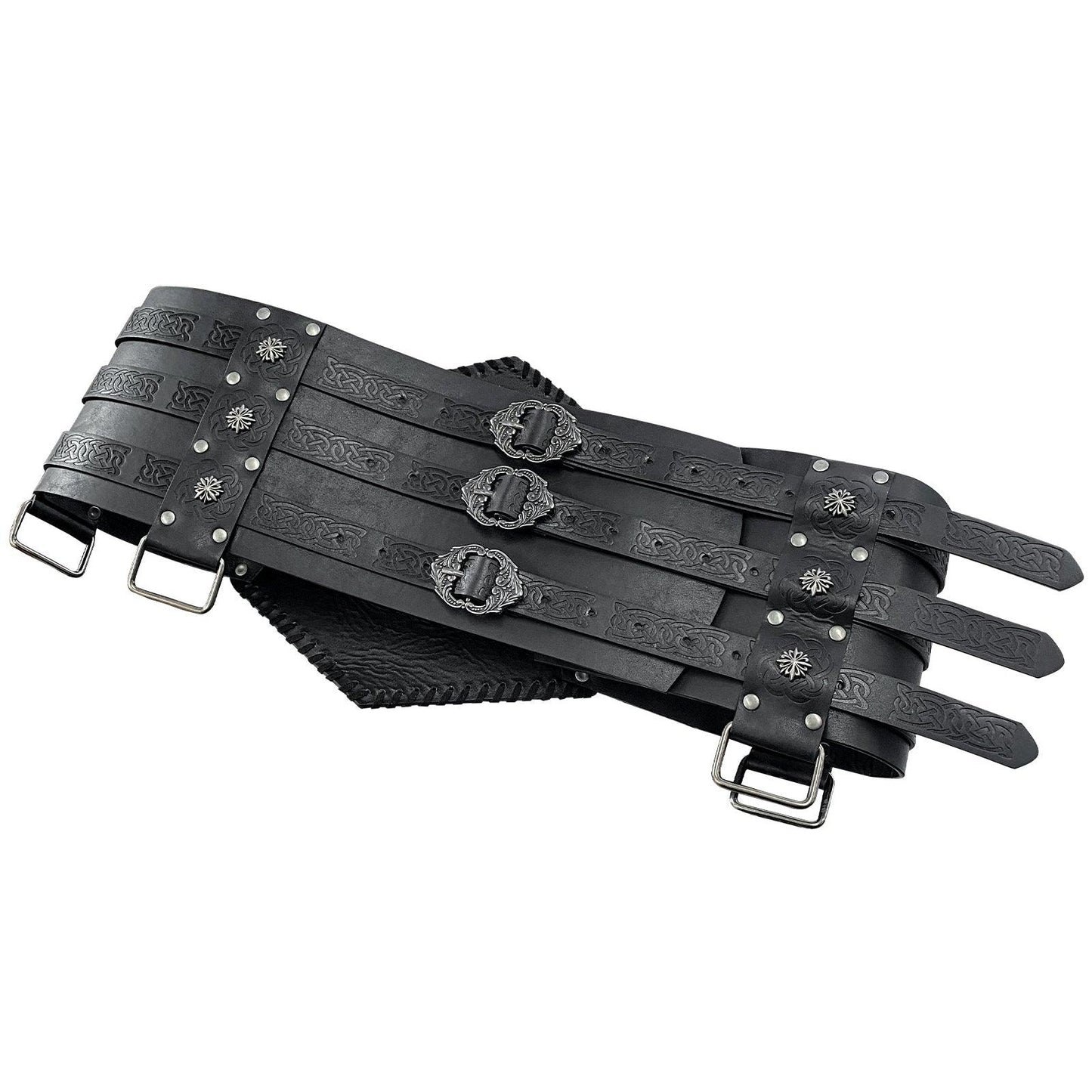 HiiFeuer Viking Embossed Waist Armor, Norse Faux Leather Wide Belt, Medieval Knight Corset Belt for LARP Costume