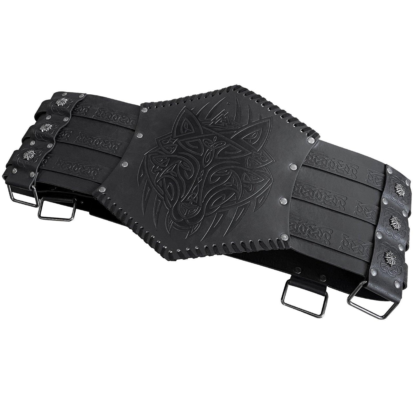 HiiFeuer Viking Embossed Waist Armor, Norse Faux Leather Wide Belt, Medieval Knight Corset Belt for LARP Costume