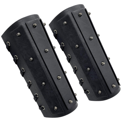 HiiFeuer Medieval Brigandine Arm Guards, Mercenary Faux Leather Gauntlet, Vintage Renaissance Knight Arm Bracers