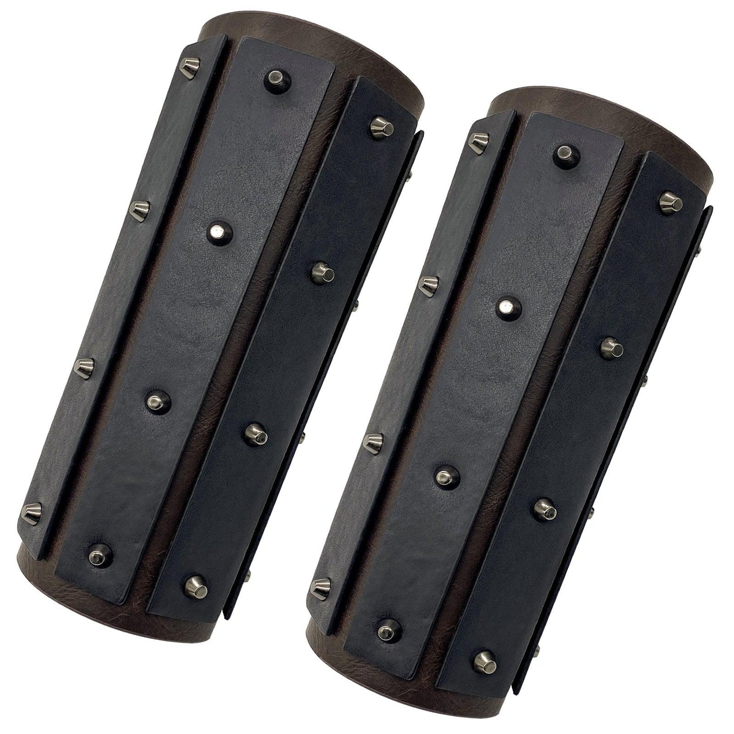 HiiFeuer Medieval Brigandine Arm Guards, Mercenary Faux Leather Gauntlet, Vintage Renaissance Knight Arm Bracers