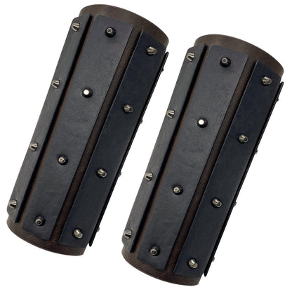 HiiFeuer Medieval Brigandine Arm Guards, Mercenary Faux Leather Gauntlet, Vintage Renaissance Knight Arm Bracers