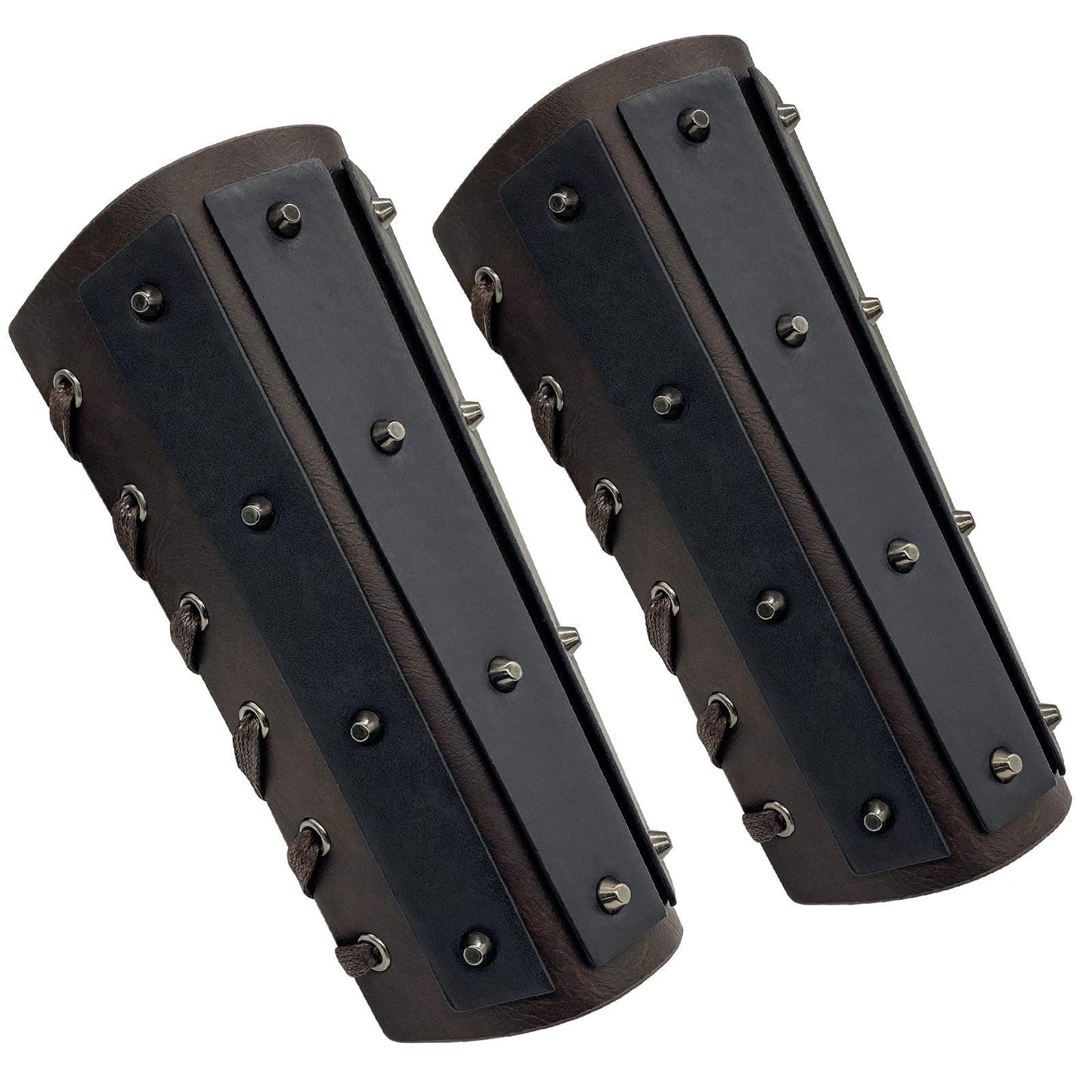 HiiFeuer Medieval Brigandine Arm Guards, Mercenary Faux Leather Gauntlet, Vintage Renaissance Knight Arm Bracers